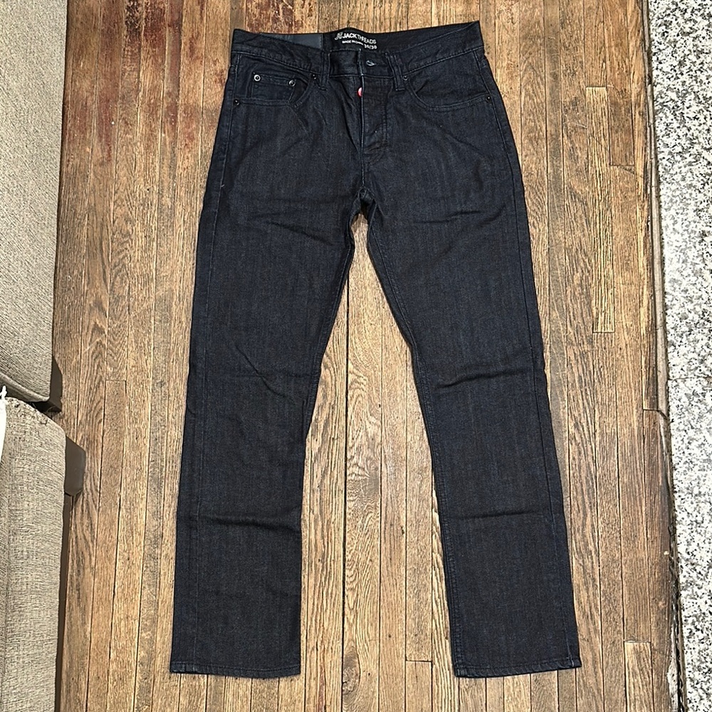 Jeans with Subtle Texture and Colored Buttons